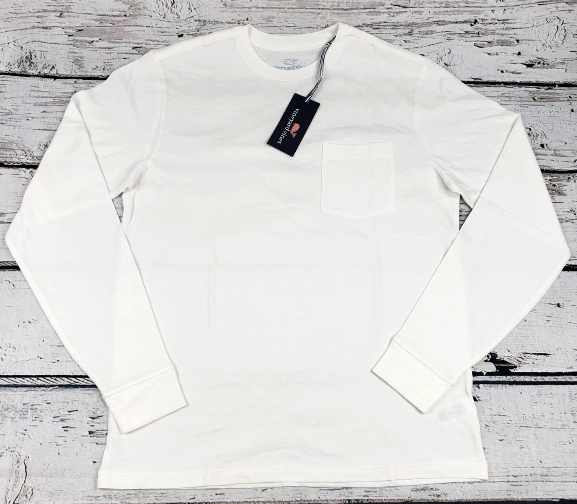 Vineyard Vines Men's Long Sleeve Pocket T-Shirt  White Size Medium (M) - NEW