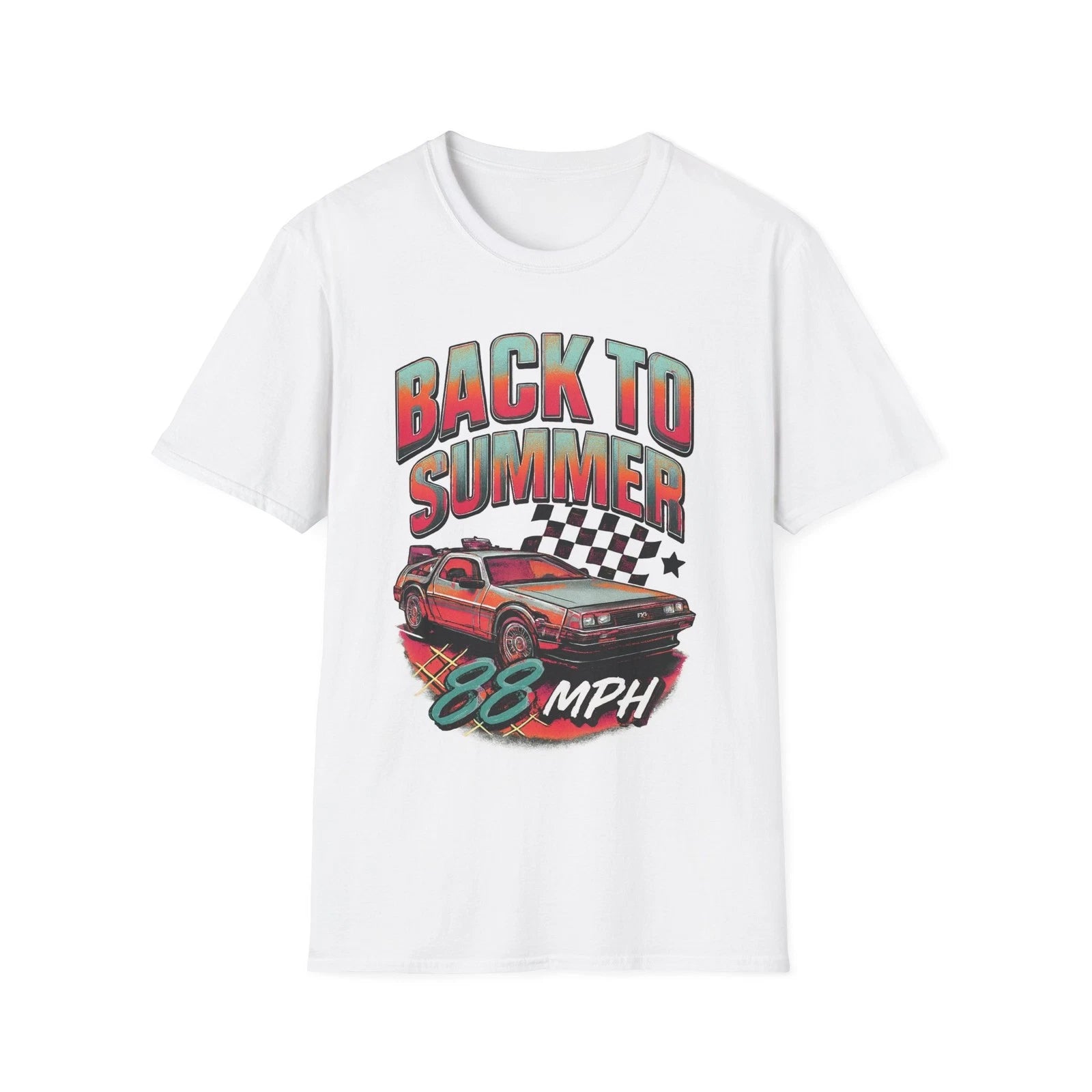 Back to Summer car graphic T-Shirt | vintage race checkered flag design