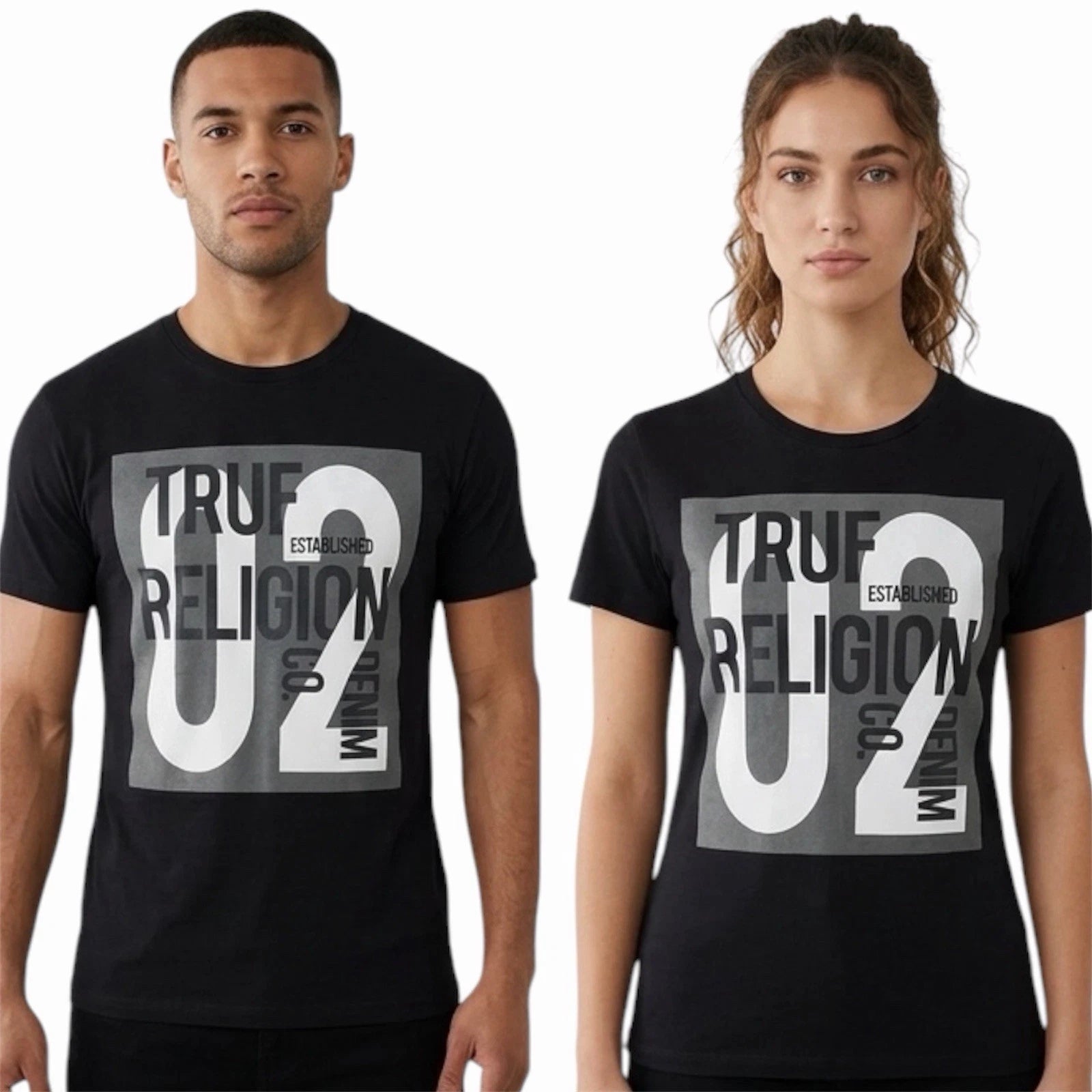 $79 TRUE RELIGION Black TEXT ART Short Sleeve Designer Graphic T-shirt NWT