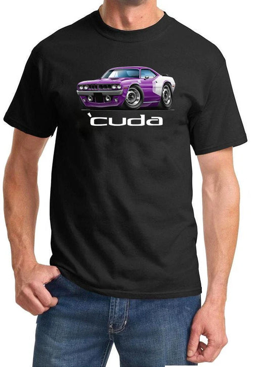 1971 Plymouth Cuda 383 Classic Full Color Cartoon Tshirt NEW FREE SHIPPING