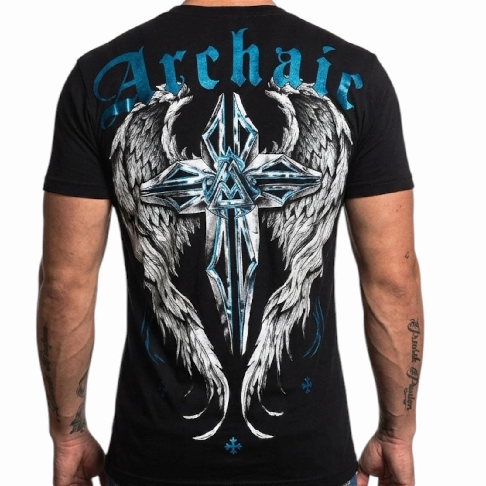 ARCHAIC by AFFLICTION Black FERAL Short Sleeve Slim Fit Y2K T-shirt NWT