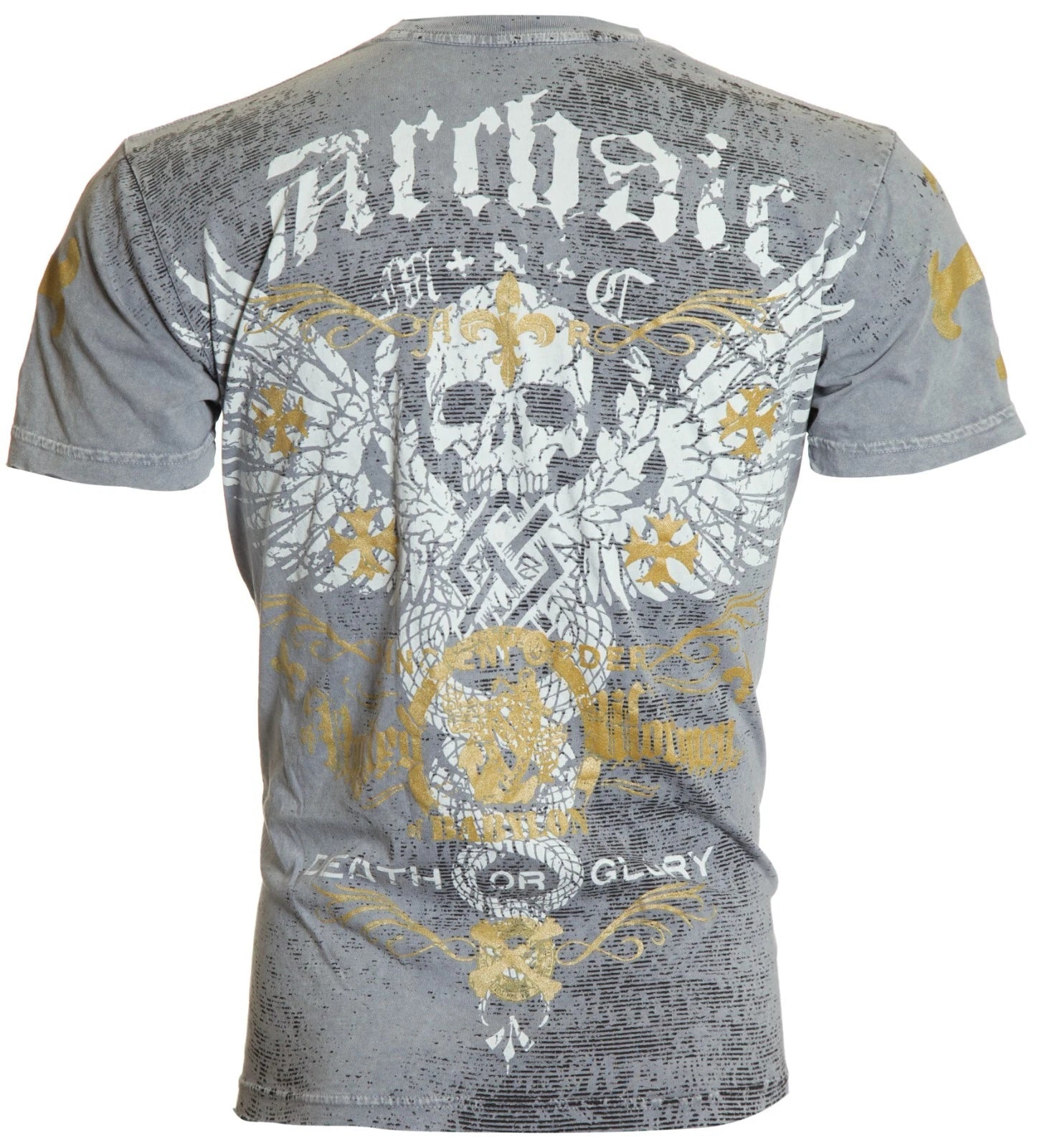 ARCHAIC by AFFLICTION Silver TRAMP Short Sleeve Slim Fit Y2K T-shirt 3XL 4XL NWT