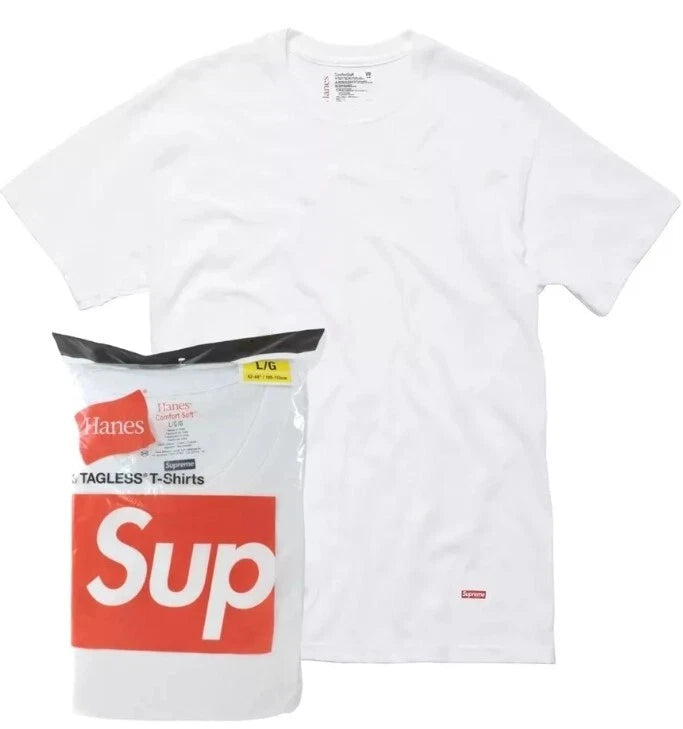 SUPREME HANES TAGLESS  T Shirt 1 White Small New Opened Unworn SS18.