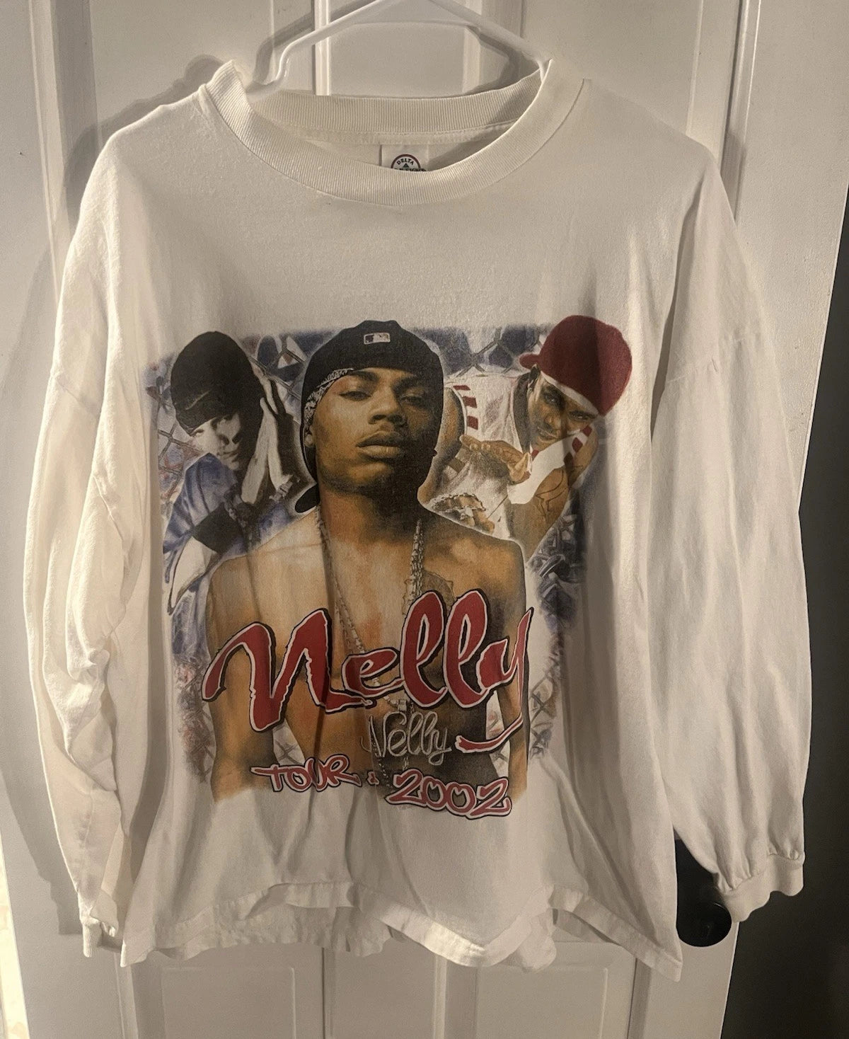 Nelly Tour 2002 Men's XL White Long Sleeve Crew Neck Cotton Tee w/ Lil Wayne