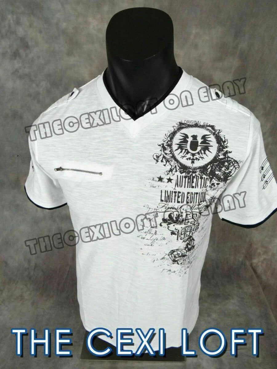 Mens T-Shirt White Limited Edition Graphic Eagle VERTICAL Casual Sport