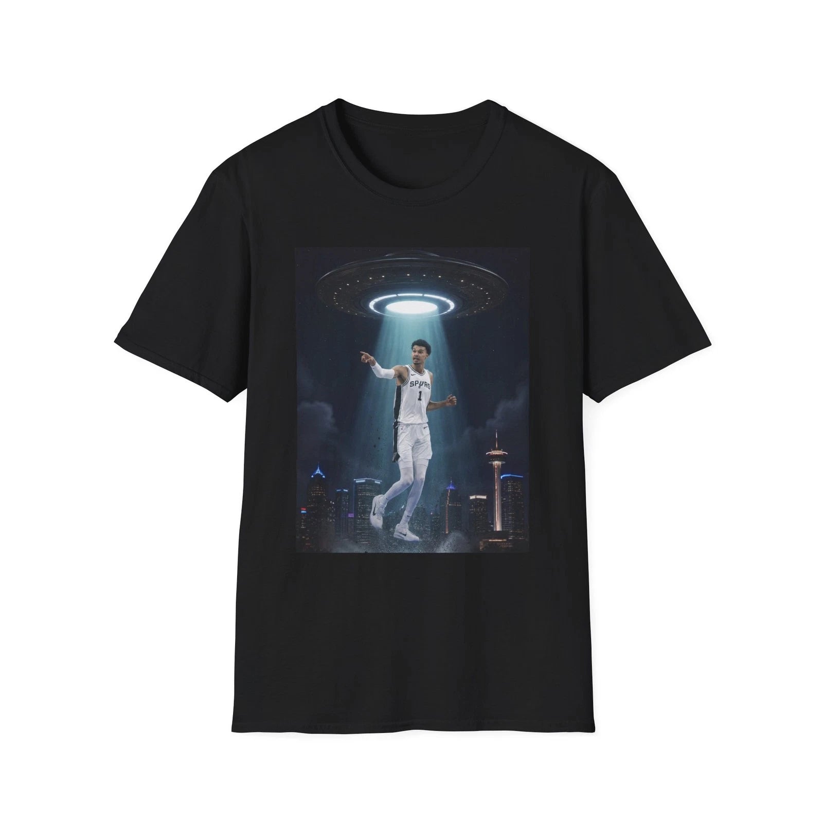 Wemby Under UFO Beam T-Shirt | Alien Abduction Court