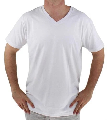 NEW GIOBERTI MEN'S PREMIUM ATHLETIC CLASSIC V NECK T-SHIRT TEE WHITE VN-9503