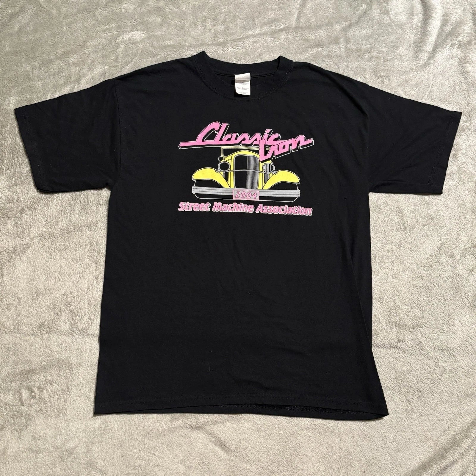 Vintage y2k Car Show Black T Shirt Size Large Classic Iron Street Car Rally Show