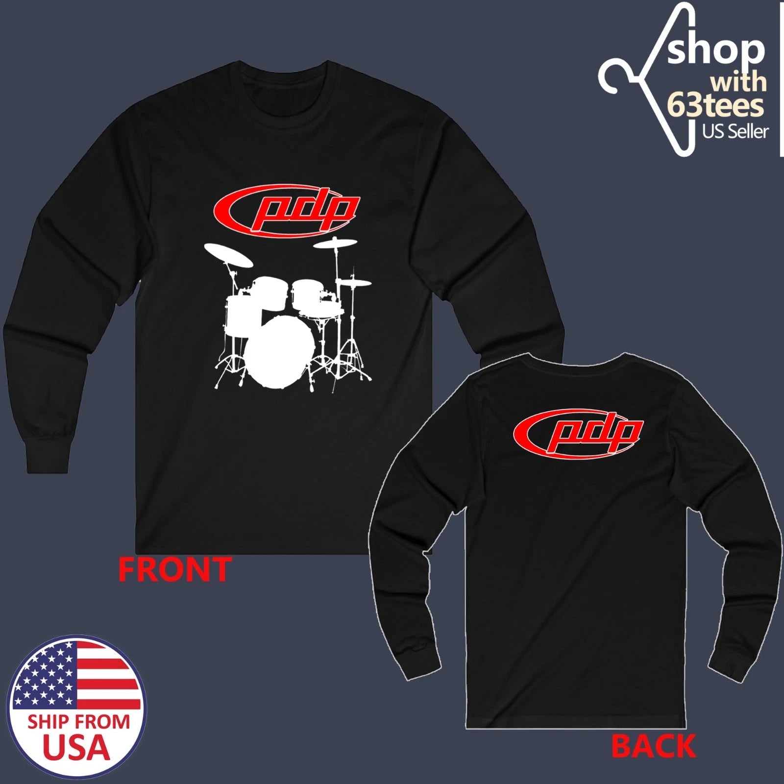 PDP Drums Men's Black Size S to 3XL