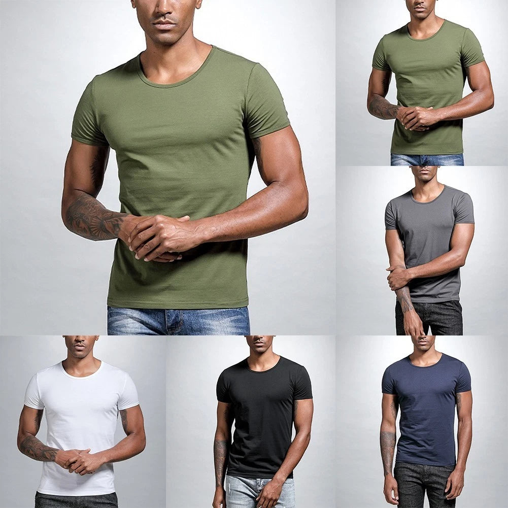 Hot Mens Bodybuilding Short Sleeve T Shirt O Neck Casual Fitness Activewear