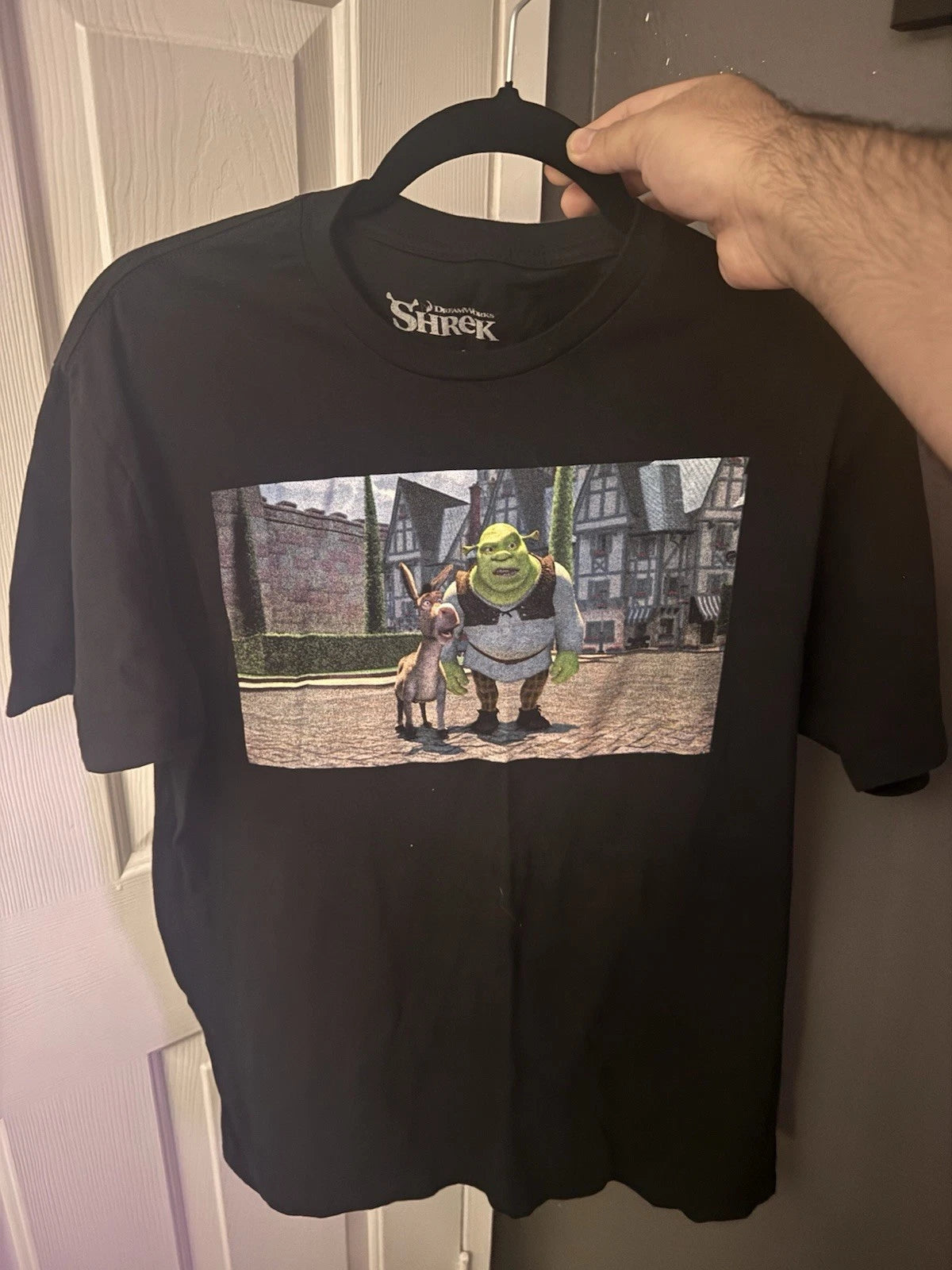 Dreamworks Men's Black Shrek T Shirt Size L Pullover Casual Comfort Cartoon