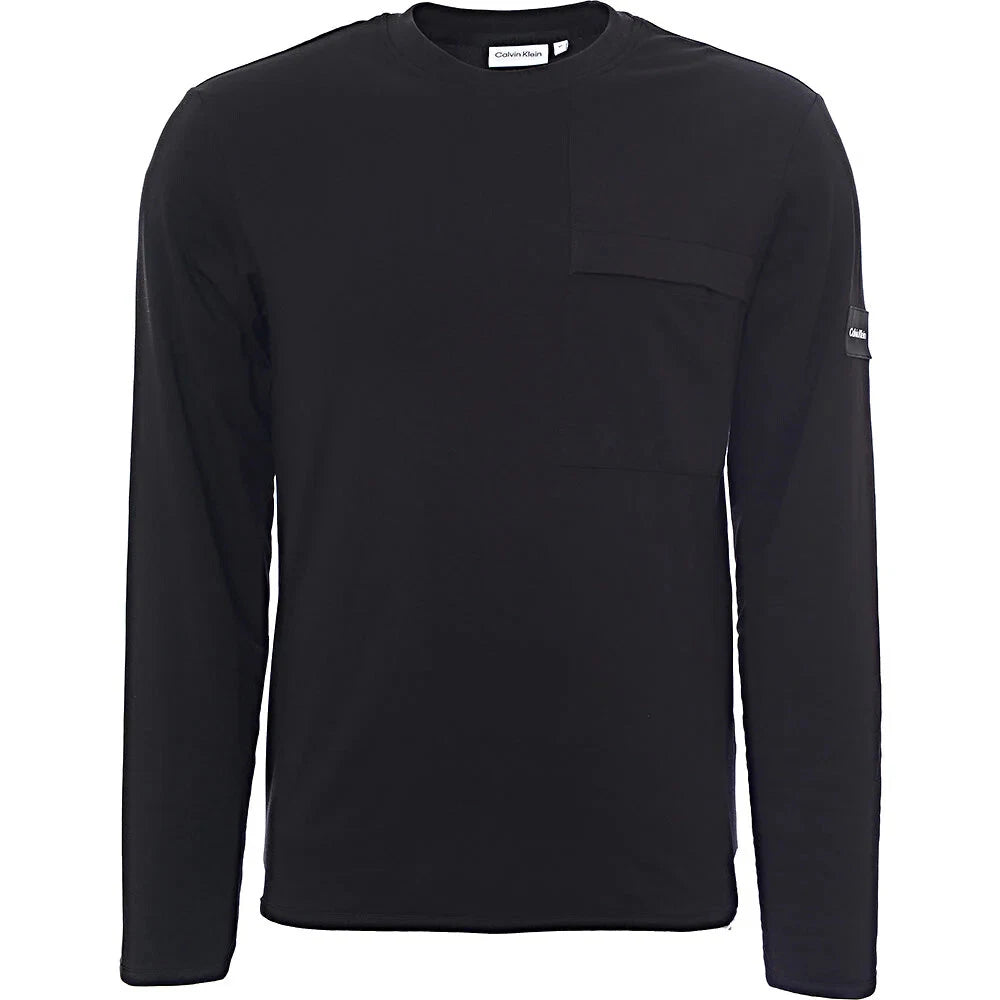 Calvin Klein Mens Black Long Sleeve T-Shirt With Pocket Tee Top Jumper RRP £45