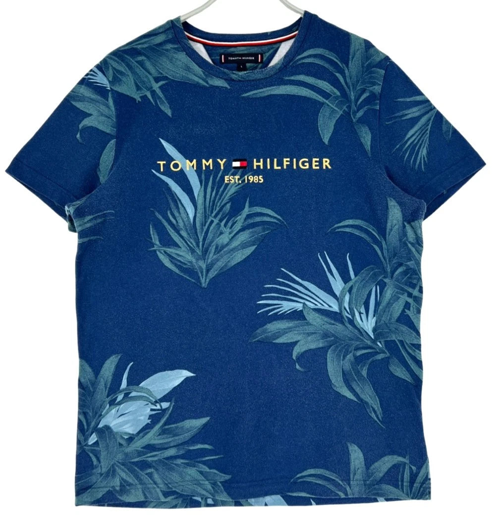 Tommy Hilfiger Men Slim Fit Crew Neck Short Sleeve T-Shirt Size L Blue