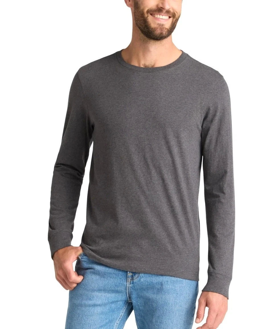 Mens Cotton Crewneck Long Sleeve T-Shirt Sz 2XL, 3XL, 3XLT Pullover Charcoal