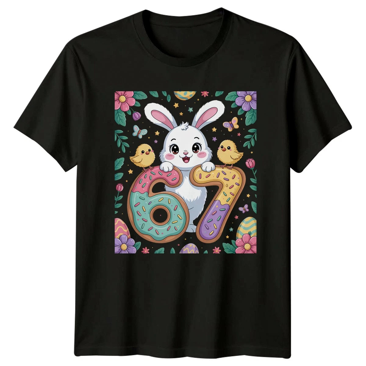 Cute Bunny Chick Donut 67 T-Shirt 67th Birthday Milestone Age