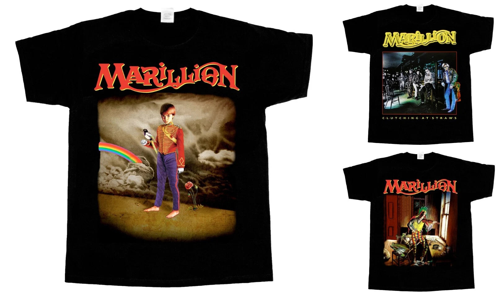 MARILLION CLUTCHING AT STRAWS Misplaced Child jester's tear BLACK T-SHIRT 345XL