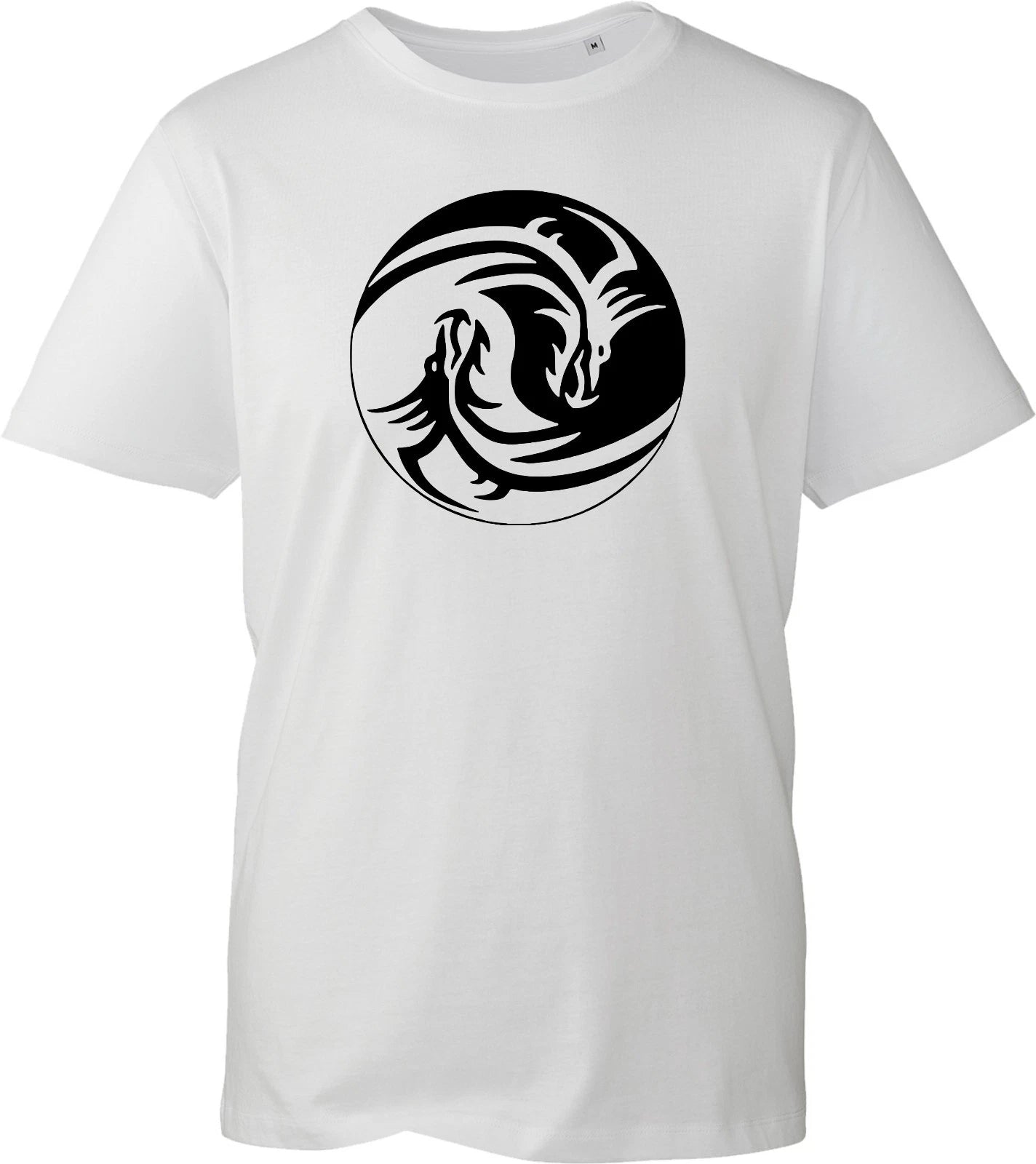 Yin Yang Dragon T Shirt Black Cotton Graphic Tee Martial Arts Casual Top New