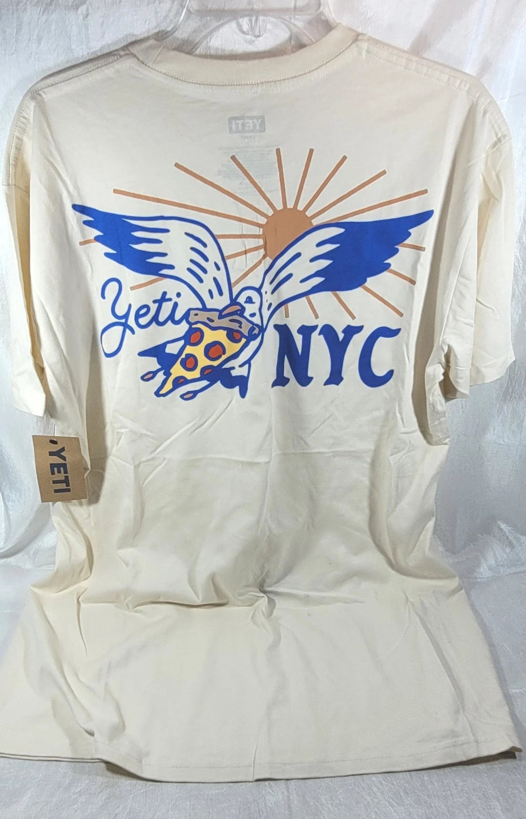 Yeti Short Sleeve T-Shirt NYC New York City Pizza Seagul - Ecru - Choose Size