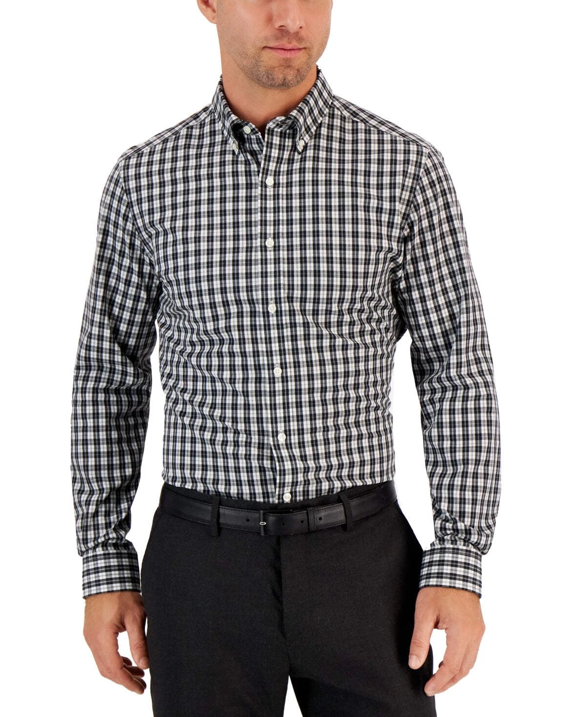 Club Room Men's Moral Slim-Fit Plaid Button-Down Performance Dress Shirt, Create