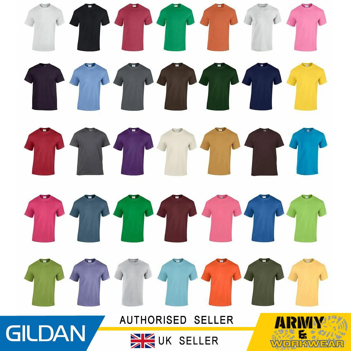 Gildan Heavy Cotton Mens T-Shirt Unisex Short Sleeve Crew Neck Womens Tops