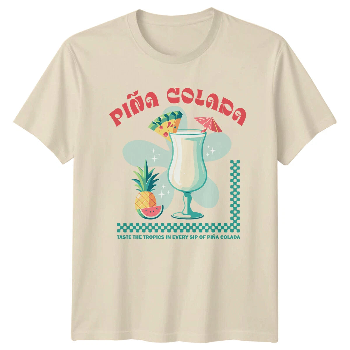 Pina Colada Cocktail Beverage Mens T-Shirt Womens Tee Graphic Unisex Top