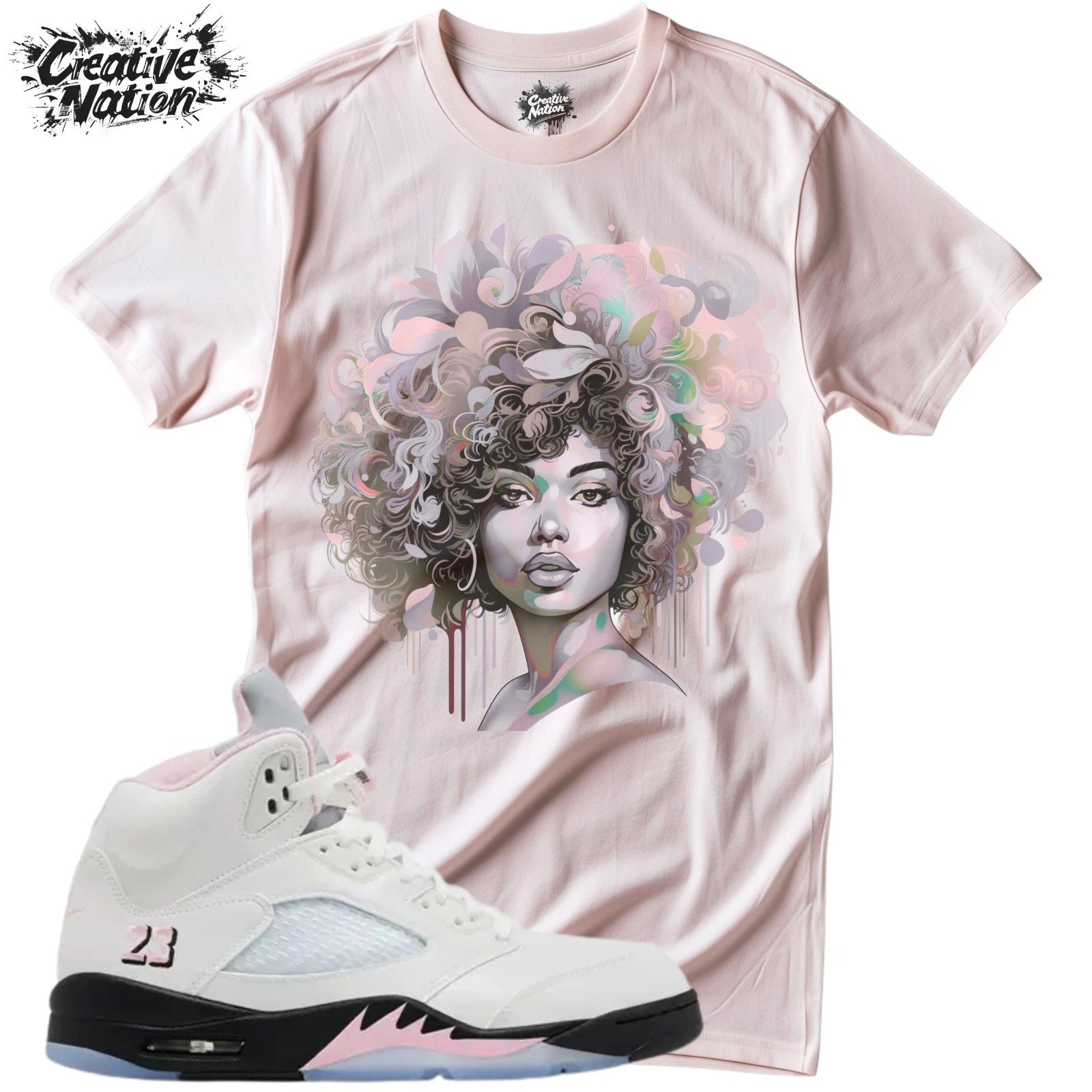 Shirt To Match 5 Medium Soft Pink Unisex Tee Sneaker Shirt Afro Shirt