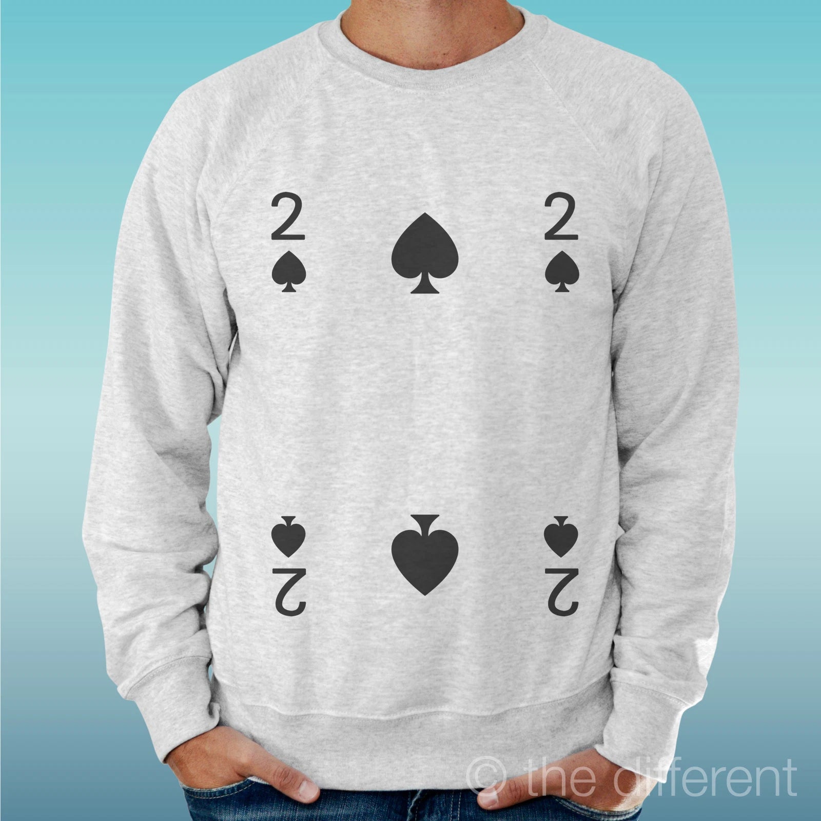 Felpa Man Light Sweater Light Grey " 2 Of Spades " Road To Happiness