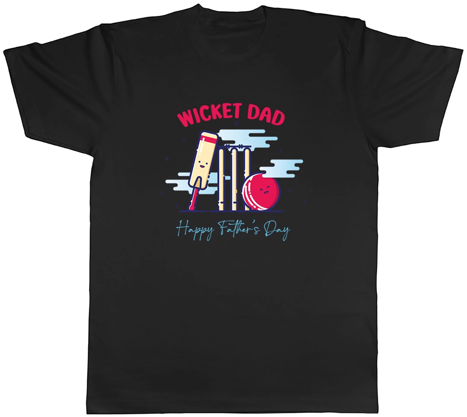 Happy Fathers Day Mens T-Shirt Wicket Dad Cricket Lover Unisex Tee Gift