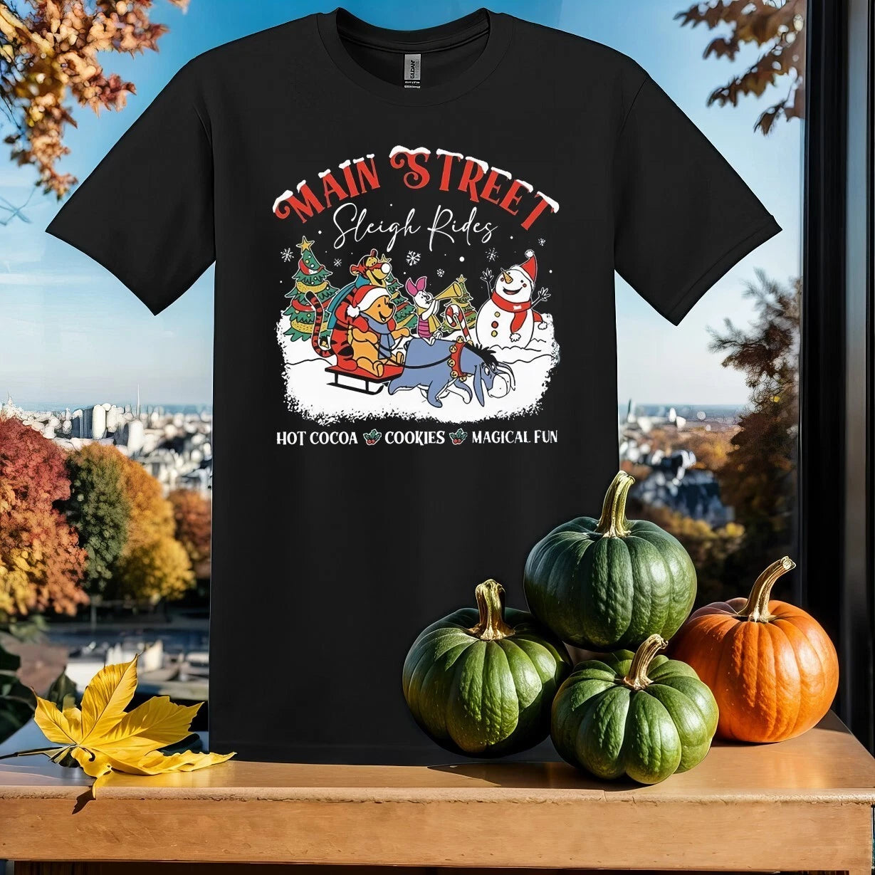 Main Street Sleigh Rides Winnie T-shirt T shirt Men Women Unisex Tshirt SY496