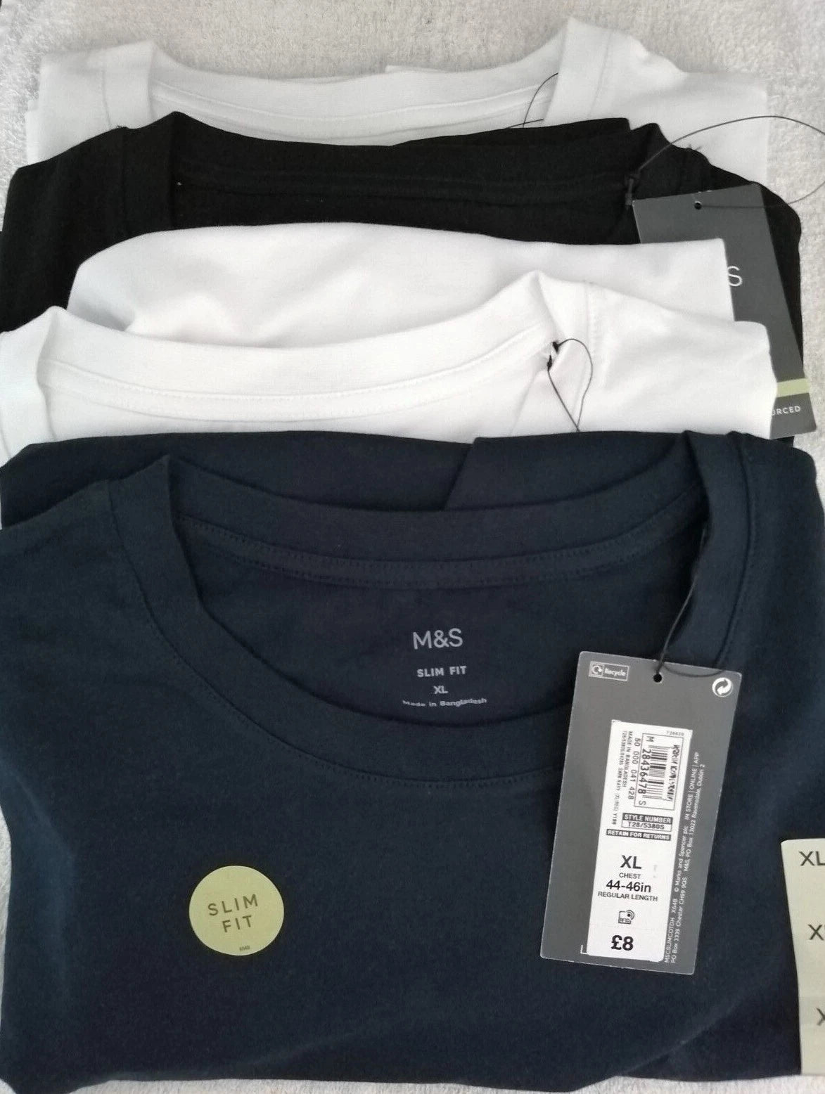 4 x Men's M&S Crew Neck T-Shirts Regular Fit and Slim Fit -  BNWT