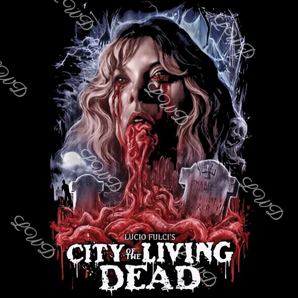 City of the Living Dead Graphic Horror T-Shirt | Zombie Art Print Lucio Fulci