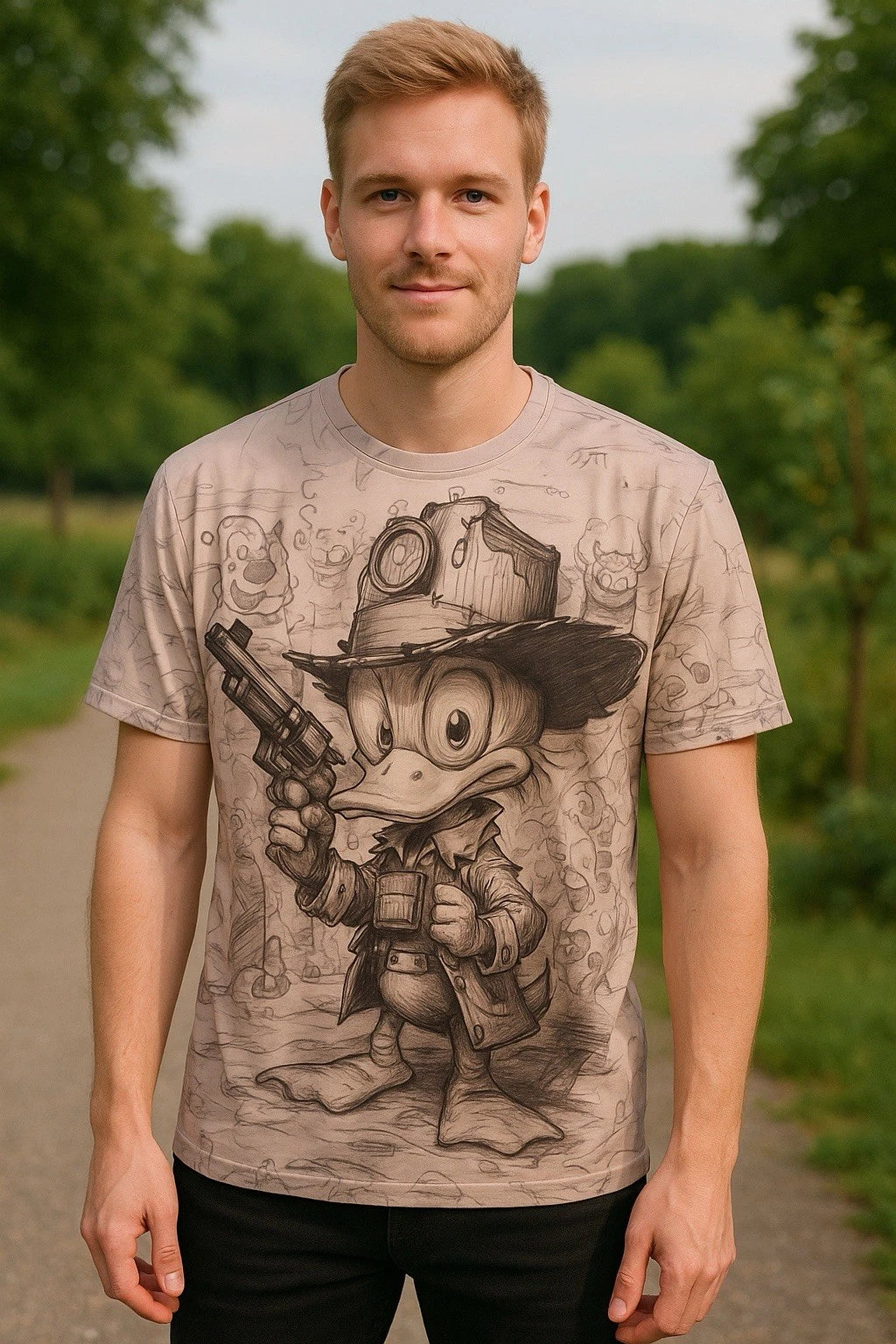 XL Graphic Duck Comic Tee Shirt – Street Art Style – Unique Design