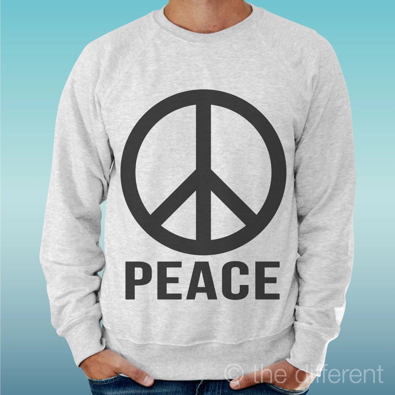 Felpa Man Light Sweater Light Grey " Peace Symbol Logo Peace "