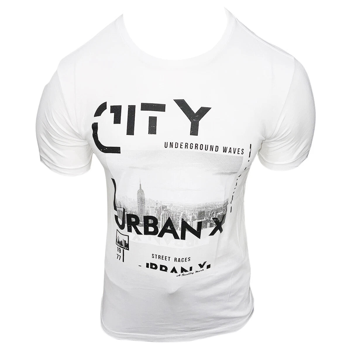 NWT NEW YORK URBAN MEN'S WHITE CREW NECK SHORT SLEEVE T-SHIRT SIZE M