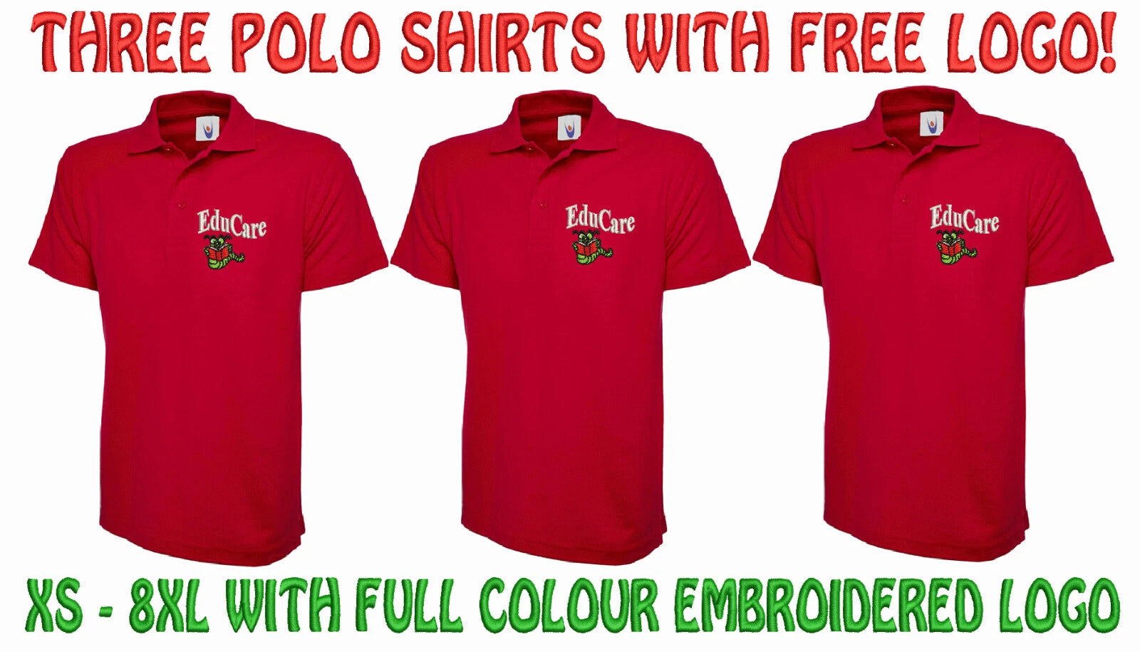 Workwear Poloshirts (Pack of three) FREE EMBROIDERED PERSONALISED LOGO DESIGN!