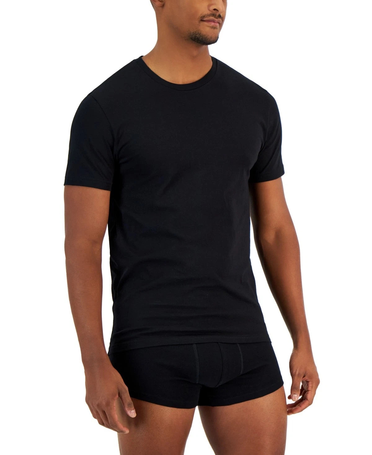 Alfani Men's 4-Pk. Classic-Fit Solid Cotton Undershirts Deep Black Size M