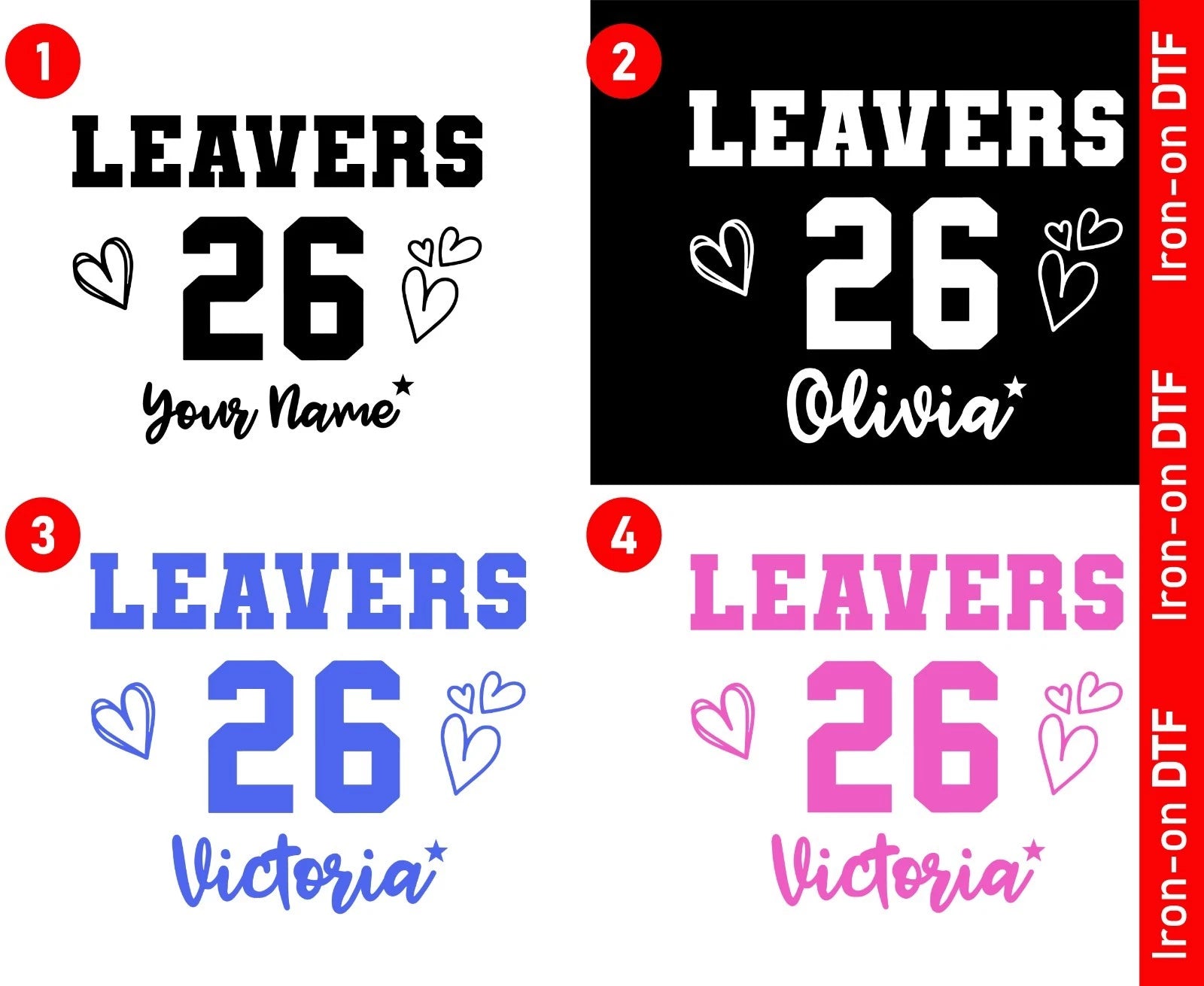 Personalised School Leavers Class Of 2026 DTF Iron On Heat Transfer Girls Boys