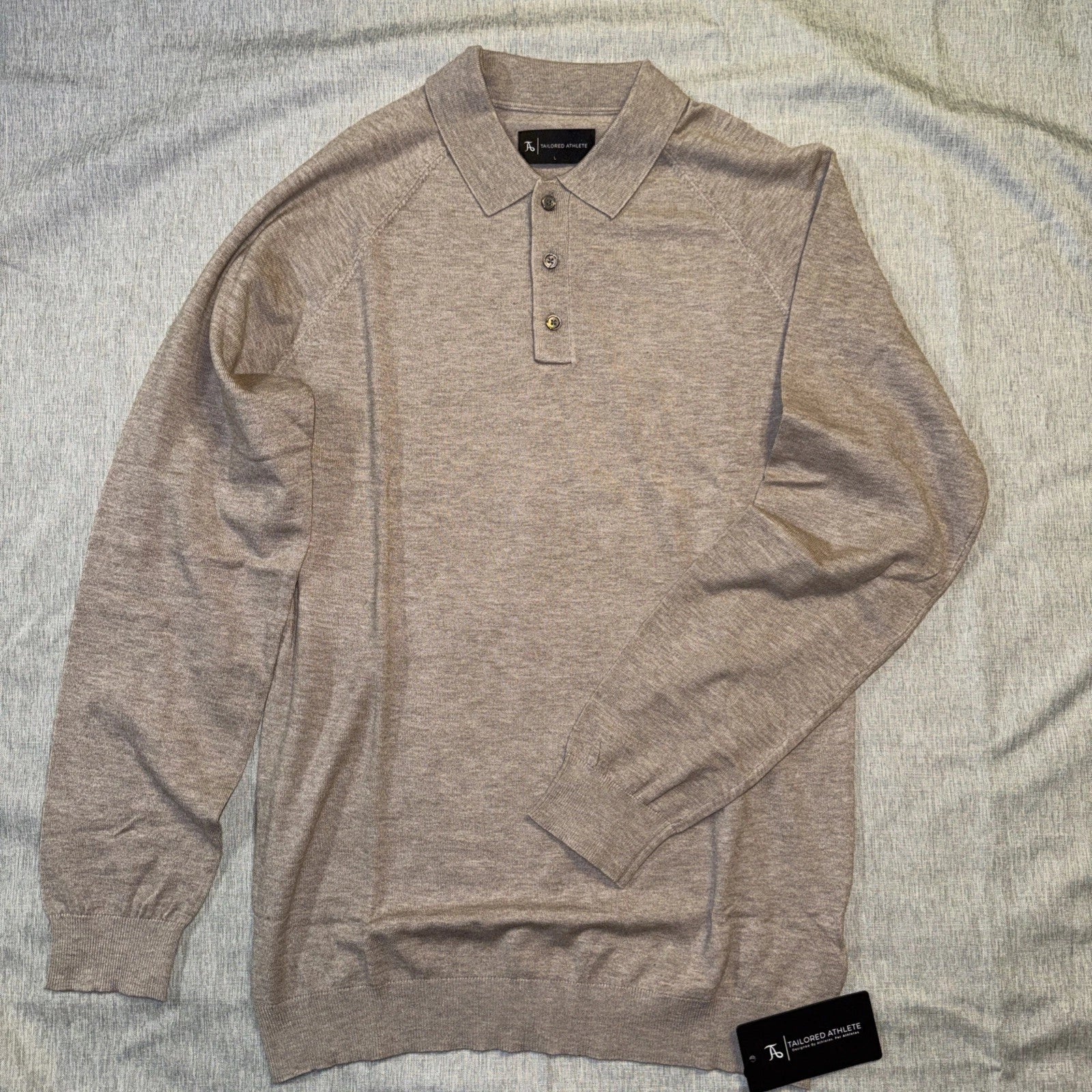 Athletic Fit Knitted Polo Shirt In Neutral-Large -Brand- Tailored Athlete