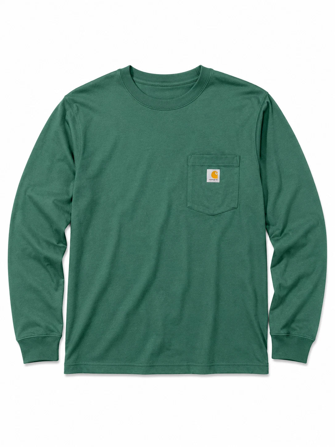 Carhartt Pocket Long Sleeve T-Shirt Green Loose Fit womans XS Workwear Logo Tee