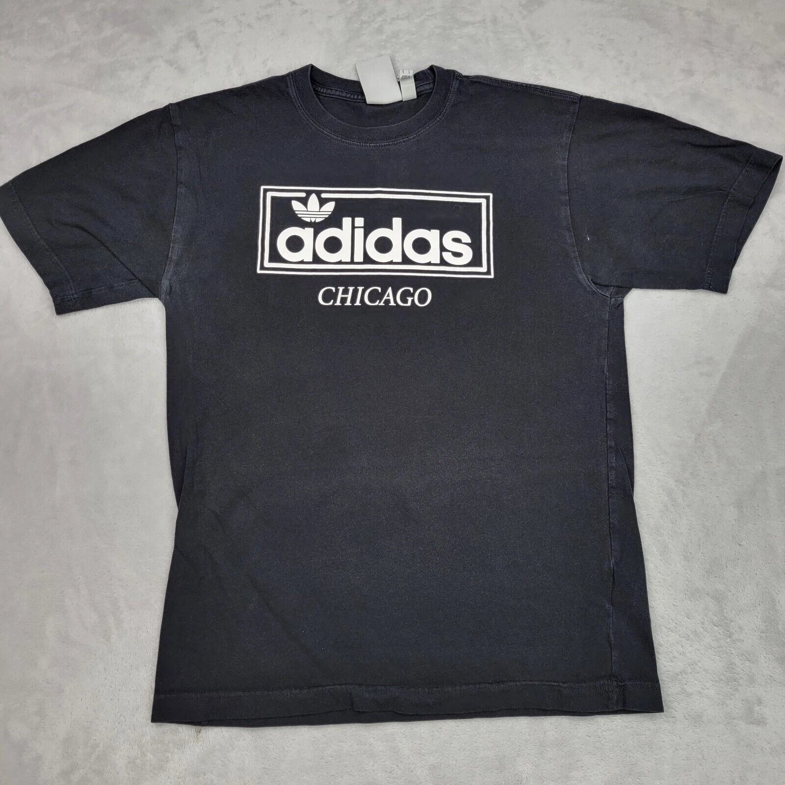 Adidas Shirt Men Small Black Crewneck Skater Grunge Hiphop Trefoil Chicago Adult