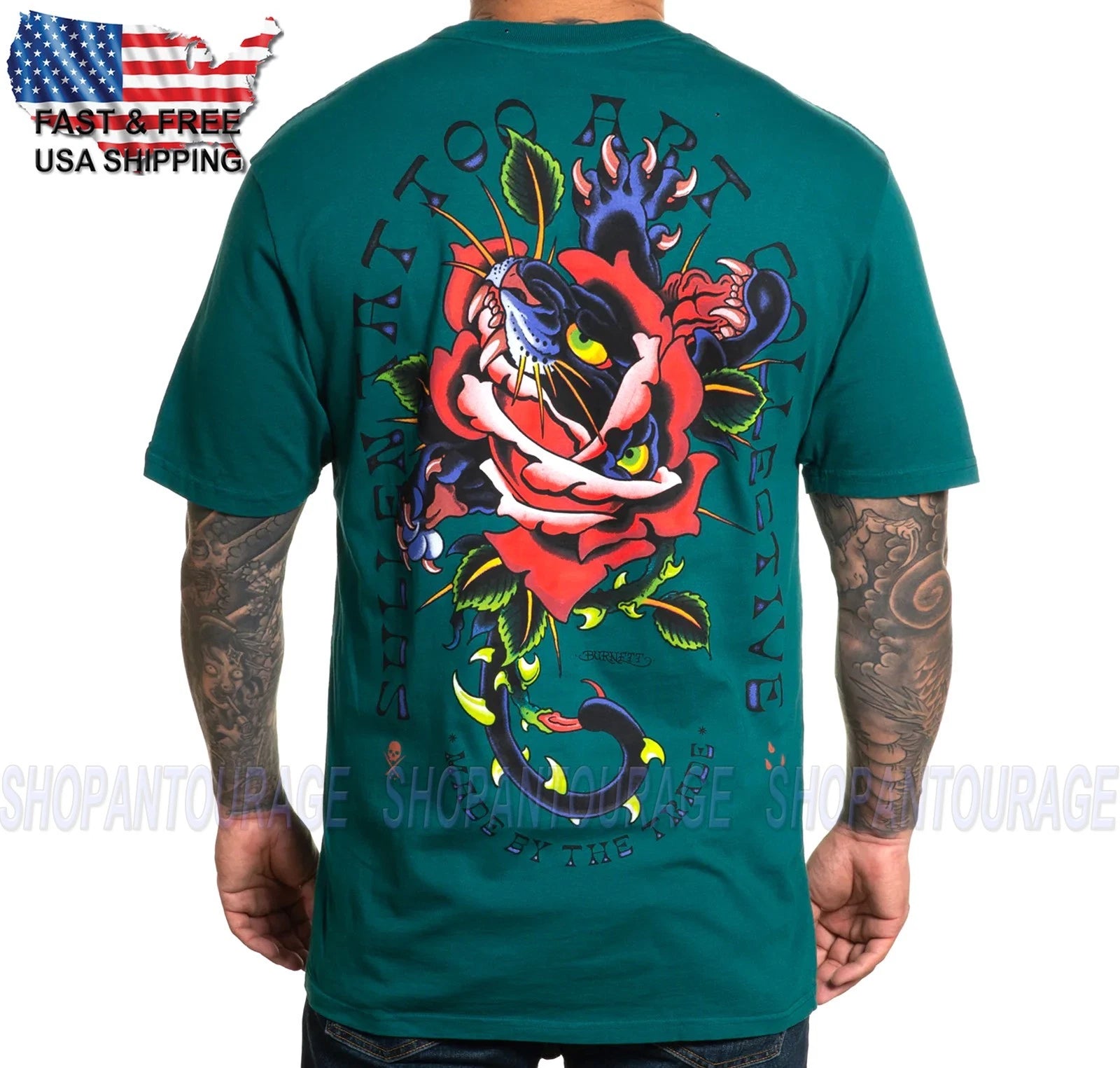 Sullen Art Collective Panther Rose Premium SCM4575 Short Sleeve T-shirt For Men