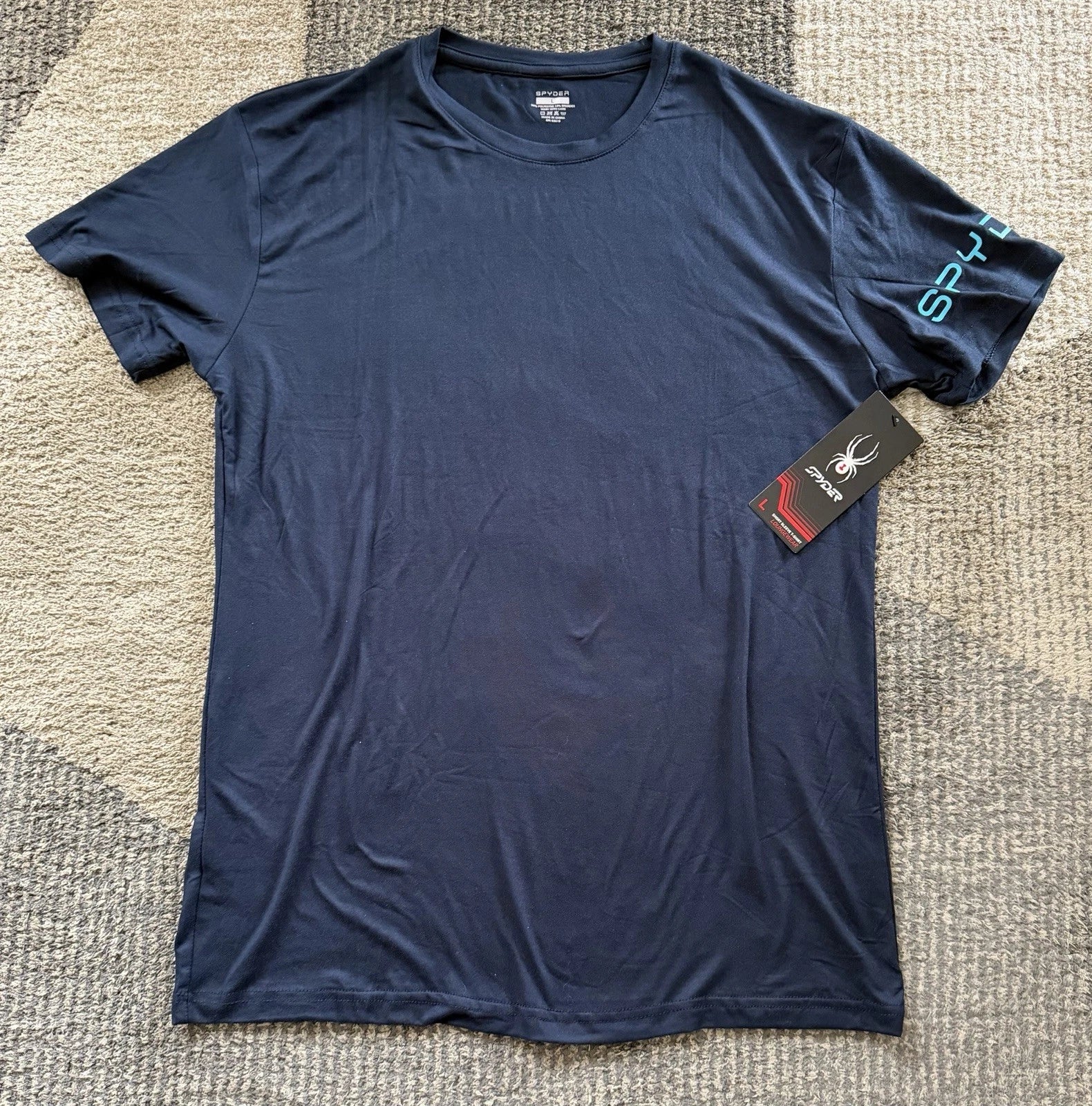 SPYDER MEN'S ASL426NV NAVY FITTED LOUNGE WEAR T-SHIRT, SIZE LARGE NWT
