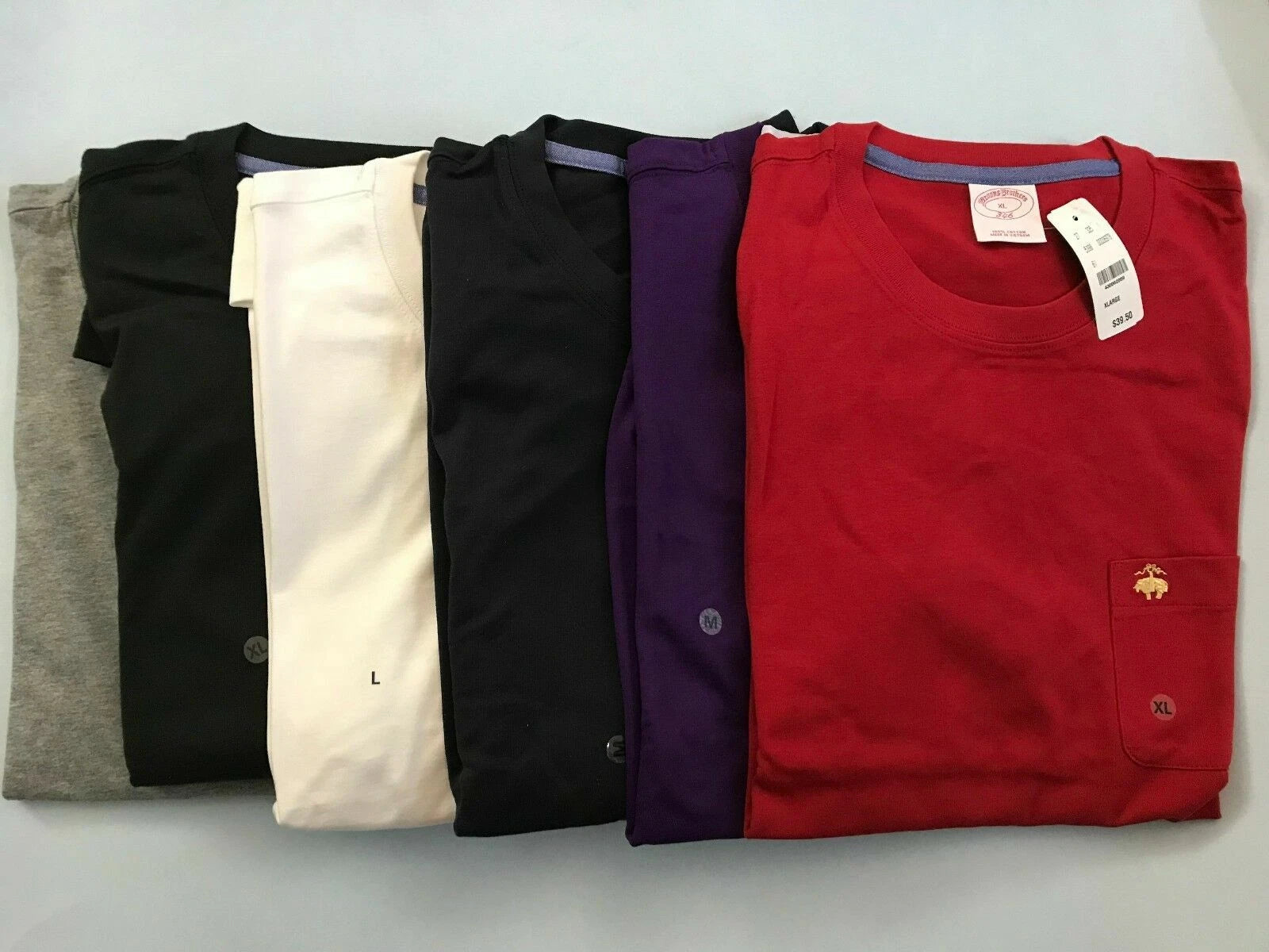 NWT 346 BROOKS BROTHERS Long Sleeve Men's Basic Classic 100% Cotton T Shirt