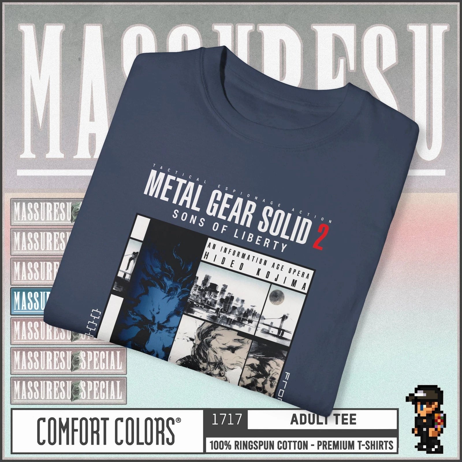 Metal Gear Solid 2 Sons of Liberty - Premium T-Shirt - Solid Snake Raiden Kojima