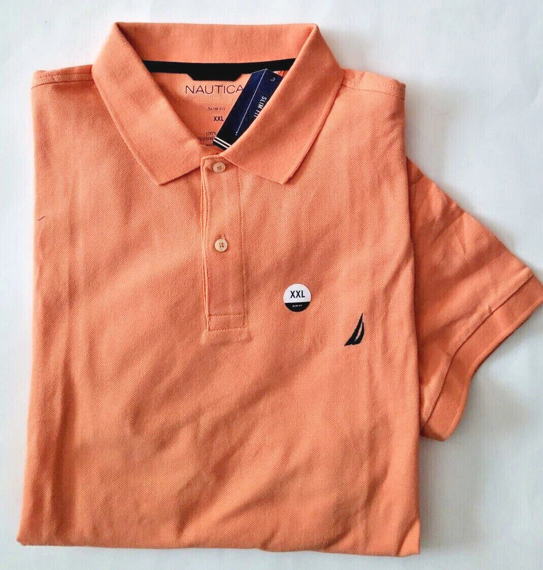 NAUTICA mens short sleeve Polo shirt SLIM FIT Size 2XL Cotton Mesh