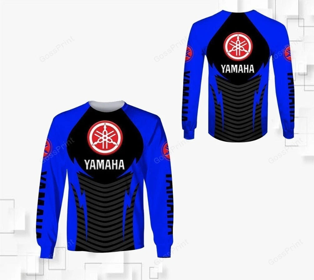 Long sleeve Shirt 3D Motobike Size S-5XL Free Ship 2023 Yamaha Blue Black New