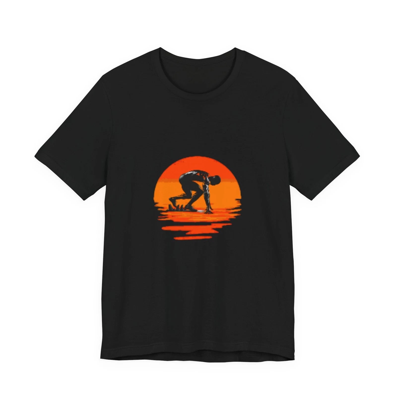 Sunset Silhouette Runner Tee, Casual Wear, Fitness Gift, Outdoor Activity Shirt,