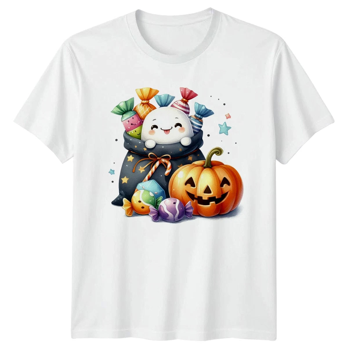 Cute Ghost Pumpkin T-Shirt Trick Or Treat Halloween Gift For Him And Her