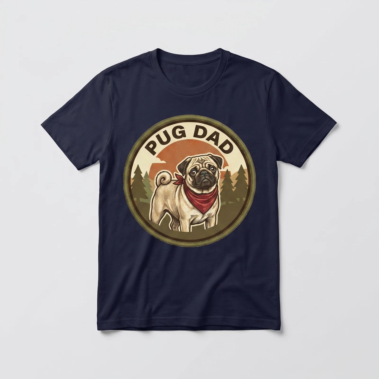 Pug Dad T-Shirt Pug Dog Dad Gift Men Graphic Tee Fathers Day Vintage Cute