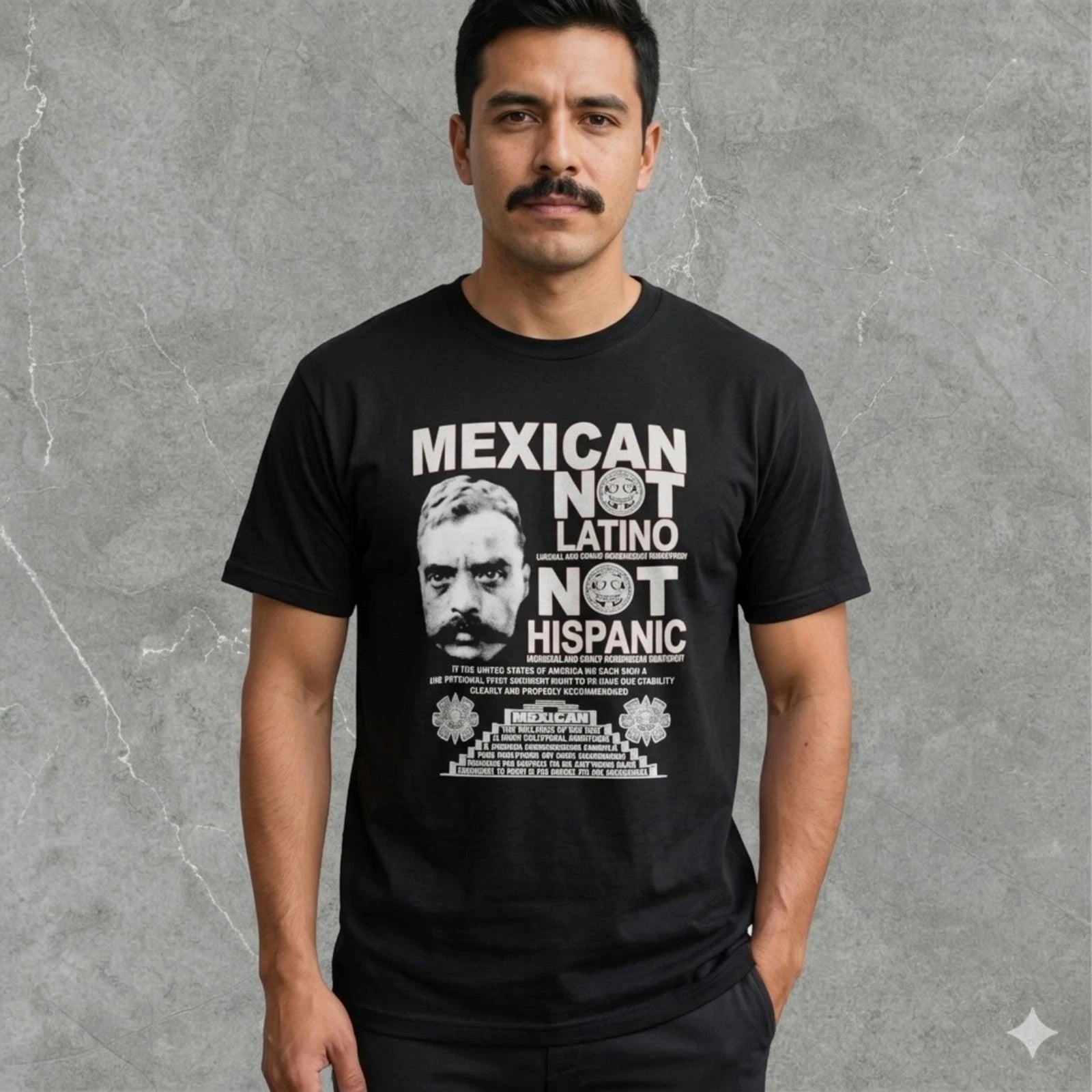 Men Graphic T Shirt Mexican Not Latino Casual Streetwear Black Size XL